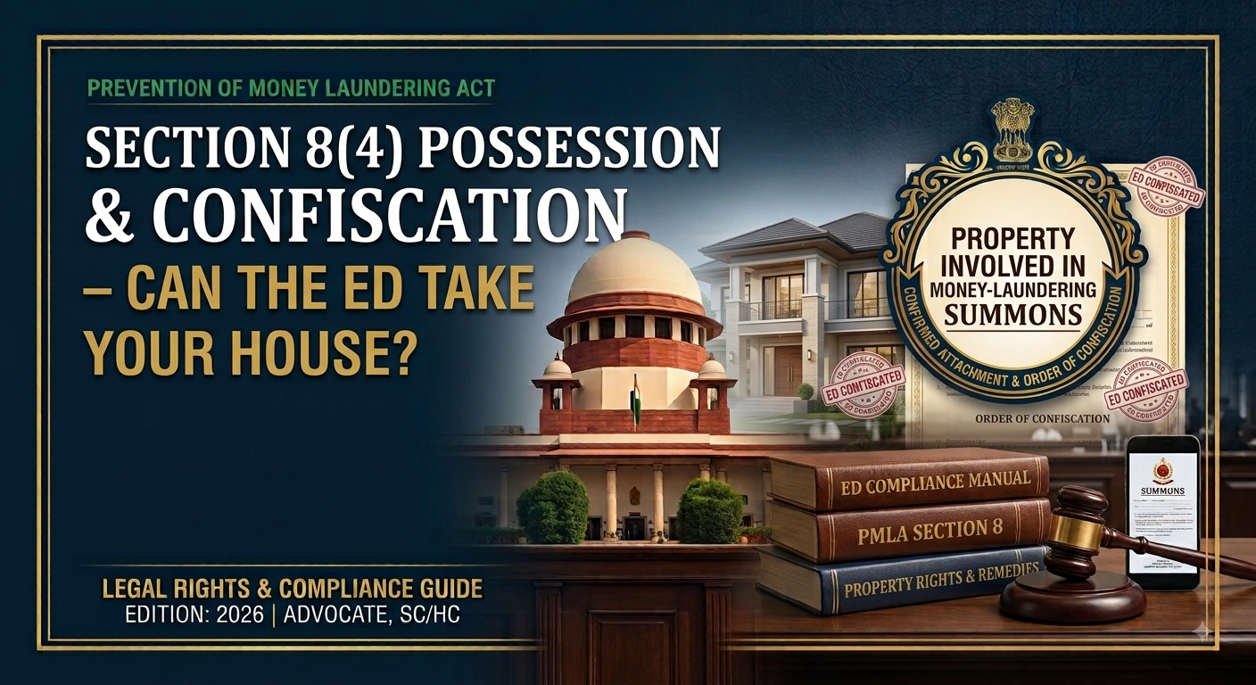 Can the ED take your house — PMLA attachment, possession under Section 8(4) and confiscation explained